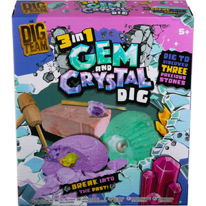 3 in 1 Gem and Crystal Dig Set