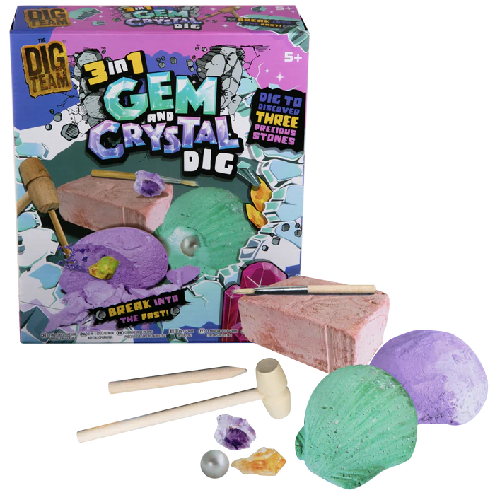 3 in 1 Gem and Crystal Dig Set