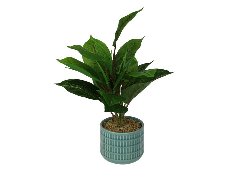 40cm Artificial Plant in Blue Ceramic Pot