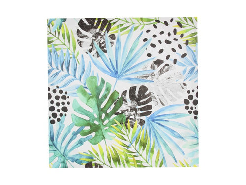 50x50cm Canvas Print with Blue and Green Fern Design