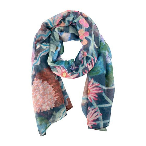 Amy Gibbs Fashion Scarf - Green Midnight Floral