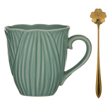 Load image into Gallery viewer, Petals Mint Green Mug Saucer &amp; Spoon Gift Set