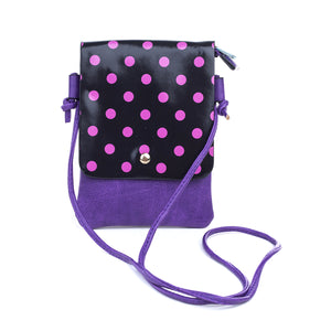 IVYS Crossbody Flap Bag - Purple/Black with Purple Spot