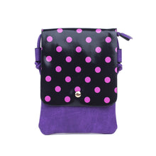 Load image into Gallery viewer, IVYS Crossbody Flap Bag - Purple/Black with Purple Spot