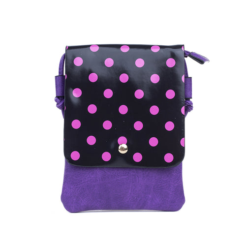 IVYS Crossbody Flap Bag - Purple/Black with Purple Spot