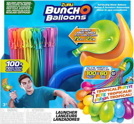 Bunch O Balloons Launcher with 100 Rapid-Filling Self-Sealing Water Balloons by ZURU - Tropical Party