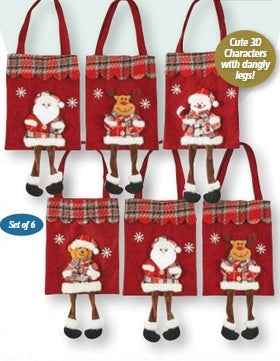Set of 6 Novelty Christmas Gift Bags