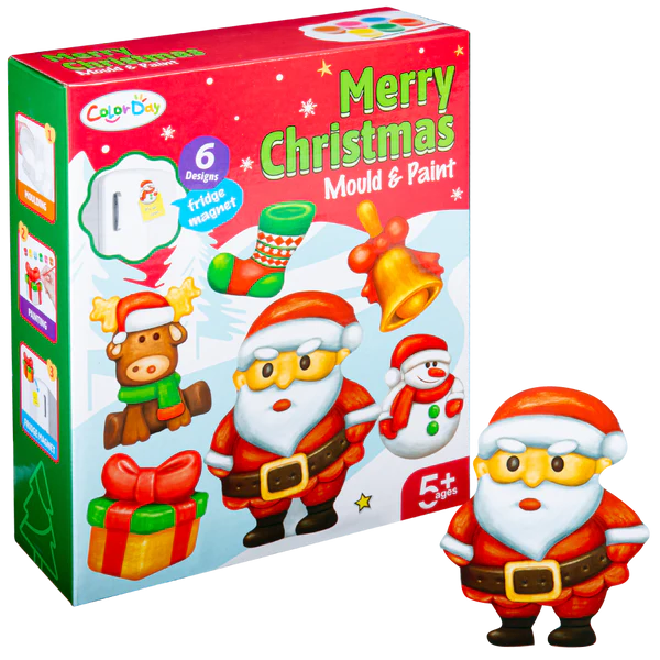 Merry Christmas Mould & Paint 6 Pce Magnet Kit