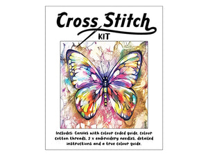 Cross Stitch Kit 30cm x 30cm - Colourful Butterfly