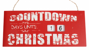 Countdown to Christmas Wooden Hanging Deco - Red