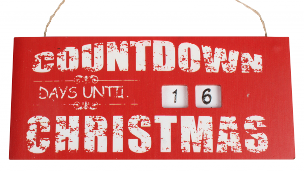 Countdown to Christmas Wooden Hanging Deco - Red