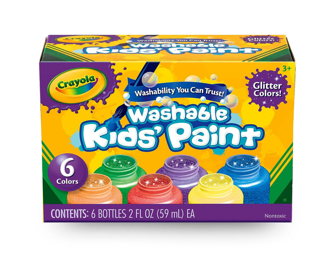 Crayola Washable Paint 6 Pack - Glitter Colours!