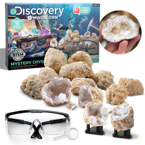 Discovery #Mindblown Mystery Crystals 14 Piece Crack-Open Geode Kit