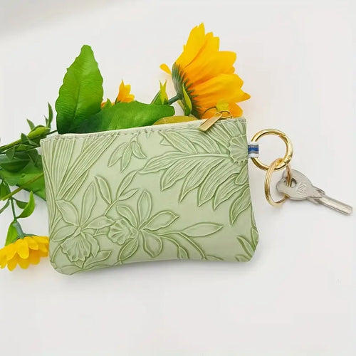 Embossed Key & Coin Purse - Green