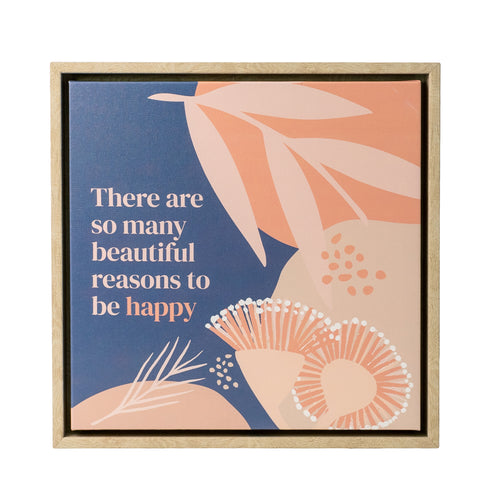 SPLOSH Fleur Happy Framed Canvas 34cm x 34cm