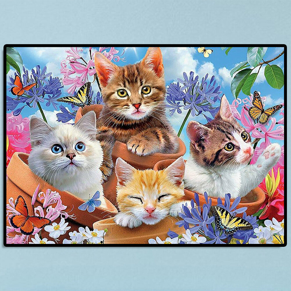 5D Full Drill Diamond Art Kit (30cm x 40cm) - Feline Friends