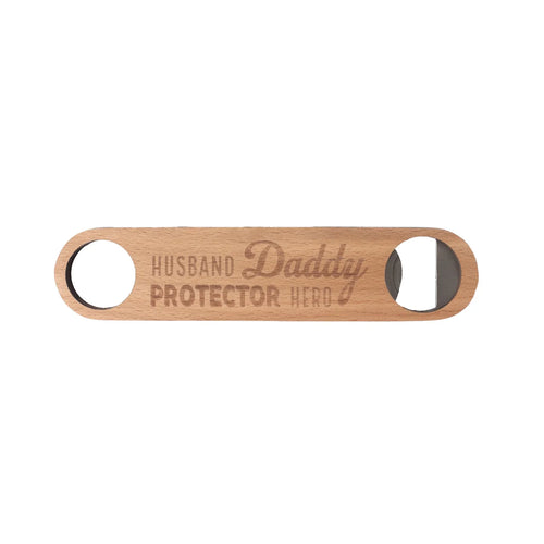 SPLOSH Wooden Bottle Opener - Husband, Daddy, Protector, Hero