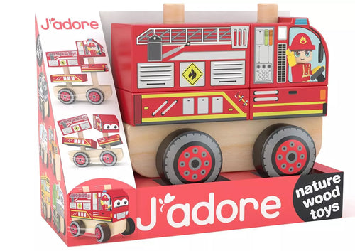 JAdore Wooden Stacking Truck - Fire Engine