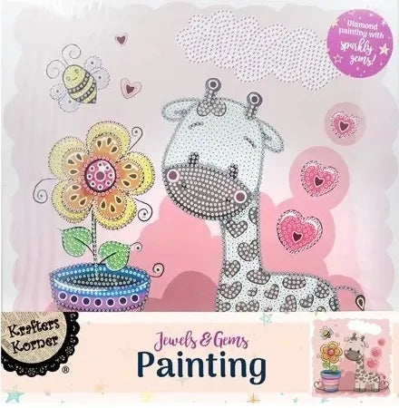 Krafters Korner Jewels & Gem Painting Canvas Giraffe Creative Kids Craft Set 6+