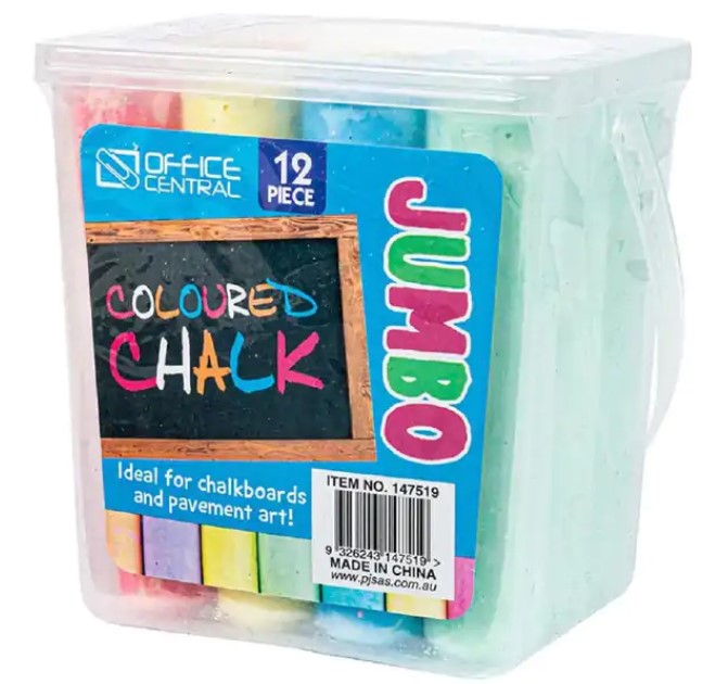 Jumbo Chalk in Bucket - 12 Pce