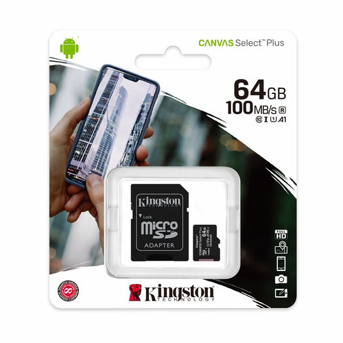 Kingston 64GB MicroSD Memory Card + Adapter