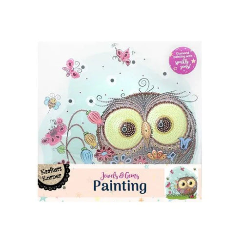 Krafters Korner Jewels & Gem Painting Canvas Owl Creative Kids Craft Set 6+