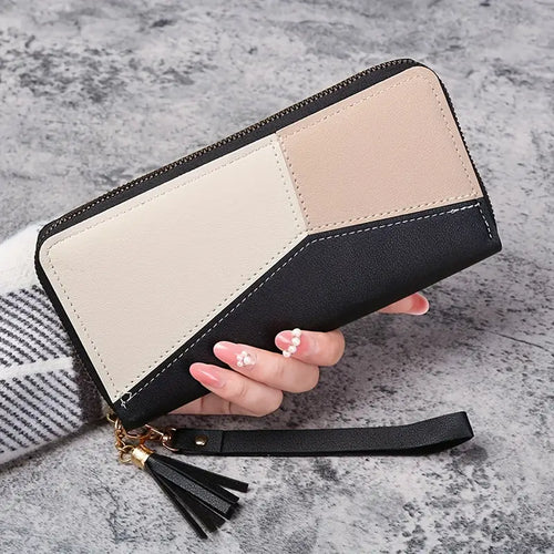 Ladies Wallet Purse - Abstract - Black & Beige