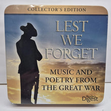 Load image into Gallery viewer, Reader's Digest: Lest We Forget (Music &amp; Poetry From The Great War) Collectors Edition CD's