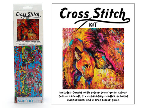 Cross Stitch Kit 30cm x 30cm - Lions