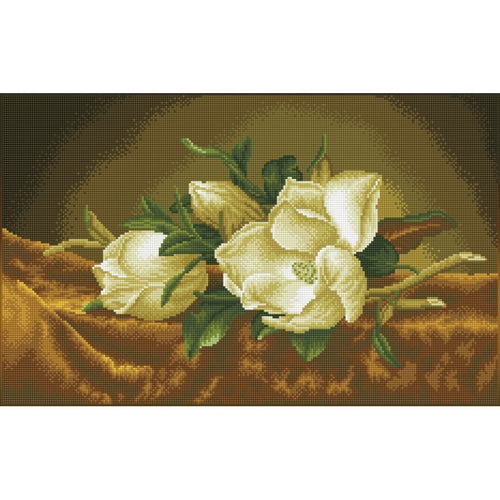 DIAMOND DOTZ: Magnolias On Gold Velvet (Apres Martin Johnson Heade) Diamond Painting Artwork Kit