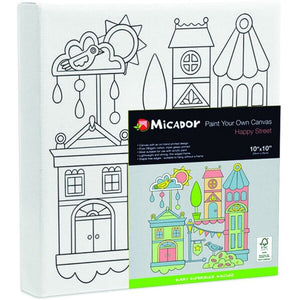 Micador Paint Your Own Canvas 10"x 10" - Happy Street