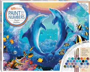 Hinkler: Paint by Numbers Canvas: Playful Dolphins 50cm x 40cm