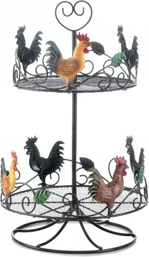 Metal Rooster 2 Tier Counter Top Rack