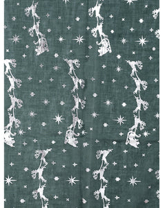 IVYS Christmas Metallic Scarf - Green - Santas Sleigh