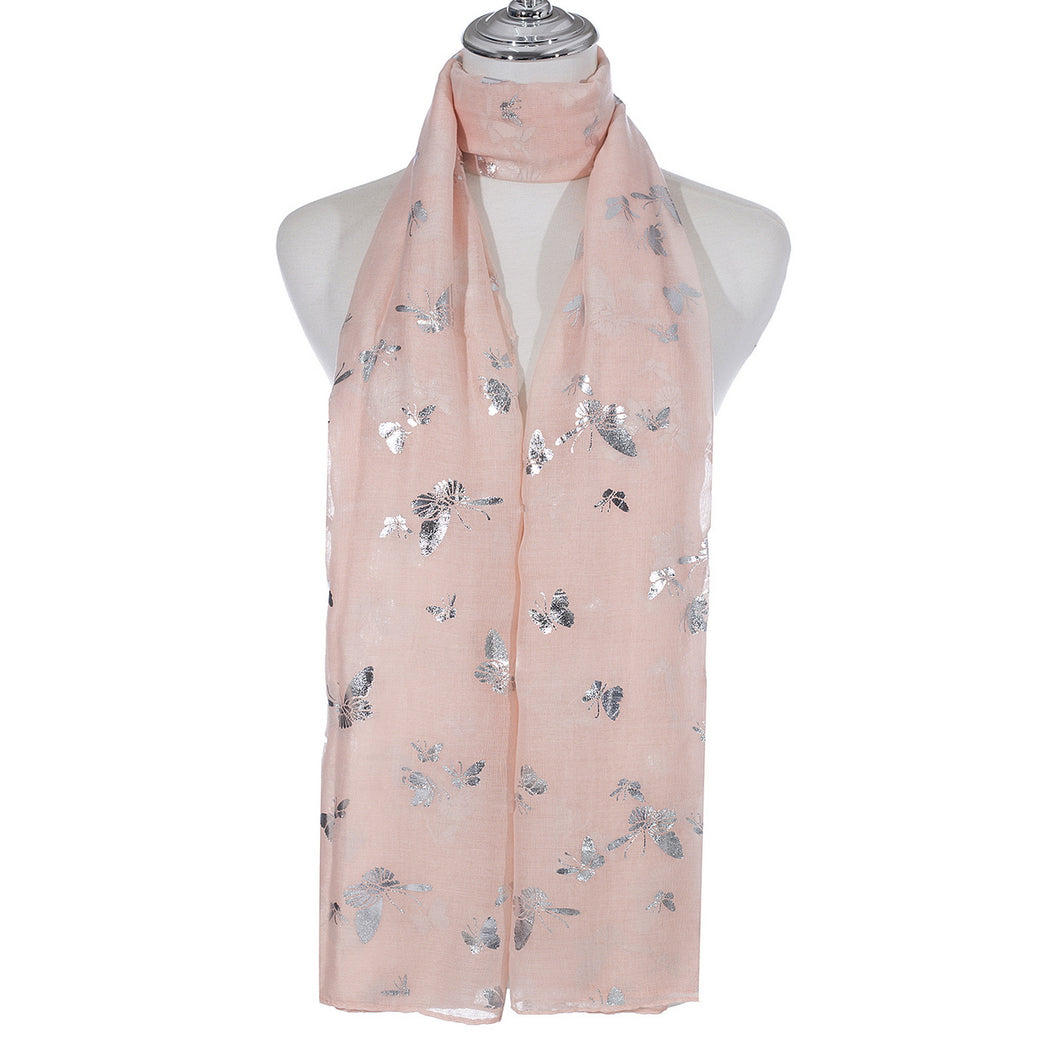 IVYS Metallic Scarf - Pink - Butterflies