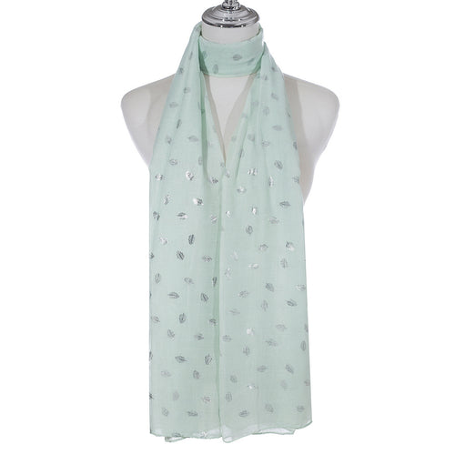 IVYS Metallic Scarf - Teal - Leaves