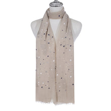 Load image into Gallery viewer, IVYS Metallic Scarf - Beige - Fern &amp; Spots