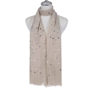 IVYS Metallic Scarf - Beige - Fern & Spots