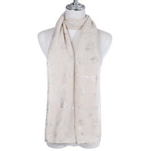 Load image into Gallery viewer, IVYS Metallic Scarf - Beige - Cats