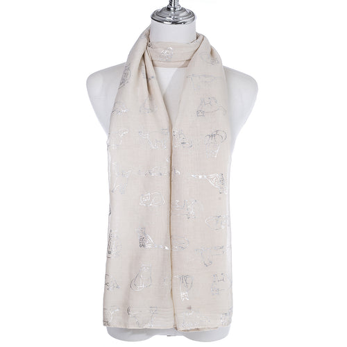 IVYS Metallic Scarf - Beige - Cats