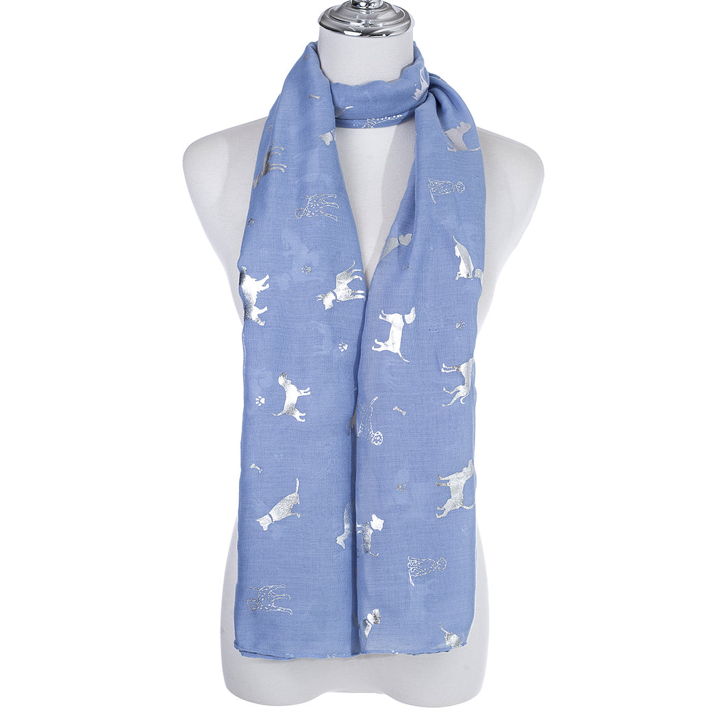 IVYS Metallic Scarf - Blue - Dogs