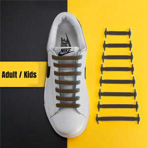 Kids No Tie Silicone Shoelaces - Brown