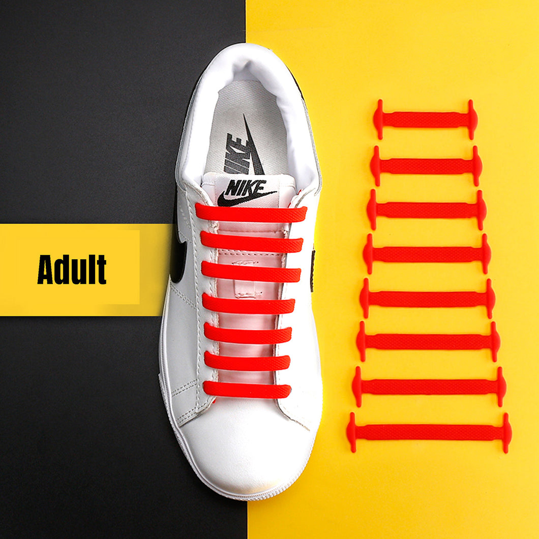 Kids No Tie Silicone Shoelaces - Red