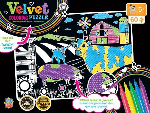 MasterPieces Kids Velvet Coloring Puzzle 60 Pce - Farm
