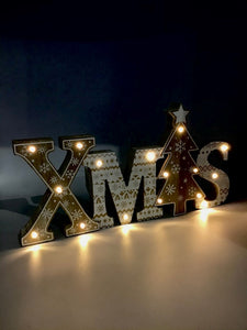 37cm Light Up Xmas Wooden Plaque MDF