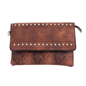 IVYS Snakeskin Print Clutch Bag - Caramel B4705