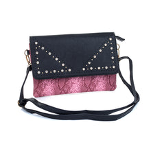 Load image into Gallery viewer, IVYS Snakeskin Print Clutch Bag - Pink &amp; Black