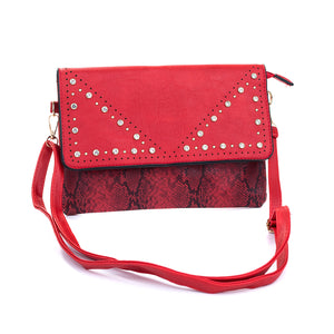 IVYS Snakeskin Print Clutch Bag - Red