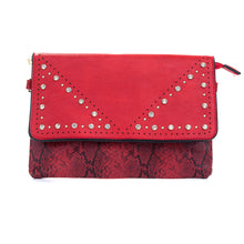 Load image into Gallery viewer, IVYS Snakeskin Print Clutch Bag - Red