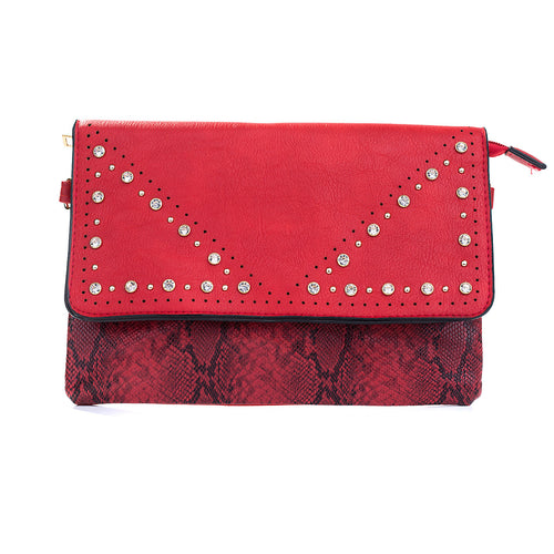 IVYS Snakeskin Print Clutch Bag - Red